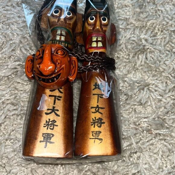 NIP Japanese Kokeshi Dolls SET Primitive Totems Spirit Shaman Wood Carved Totems - Picture 3 of 12